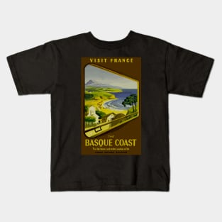 Basque Coast France - French National Railroads - Vintage Travel Kids T-Shirt